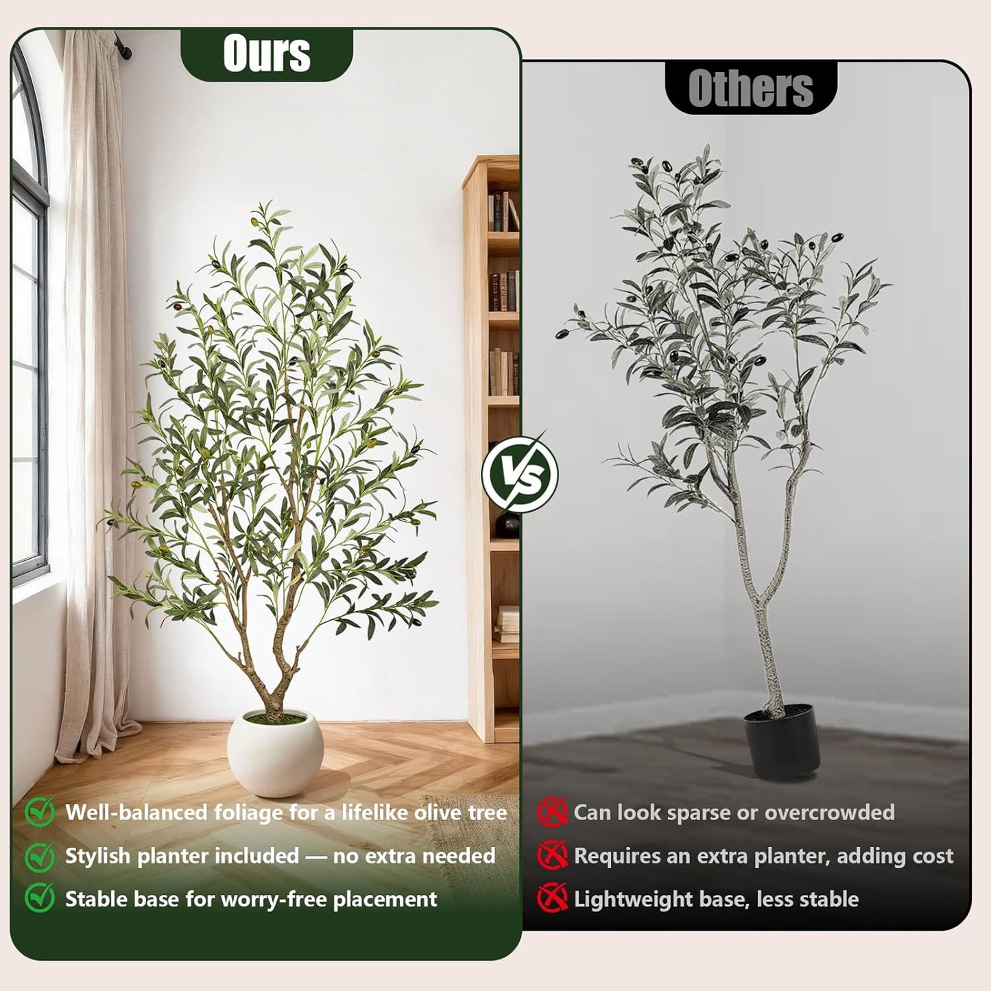 Olive Trees Artificial Indoor 7FT Tall, Faux Olive Tree with Black Basic Planter, Lifelike Fake Olive Plant Decorative, Silk Leaves and Premium Plastic Trunk for Home Living Room Office Decor