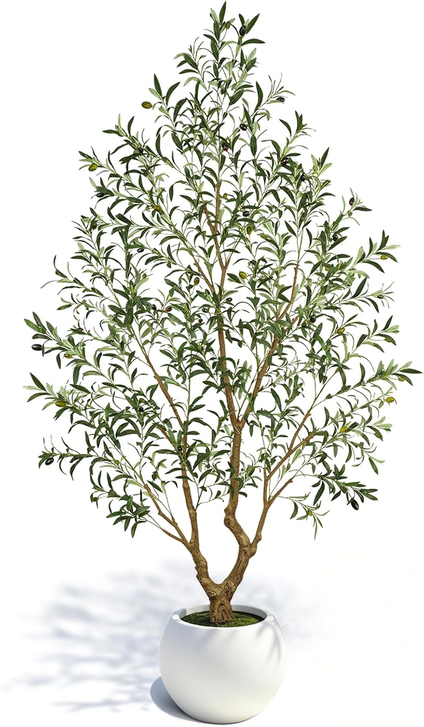 Olive Trees Artificial Indoor 7FT Tall, Faux Olive Tree with Black Basic Planter, Lifelike Fake Olive Plant Decorative, Silk Leaves and Premium Plastic Trunk for Home Living Room Office Decor