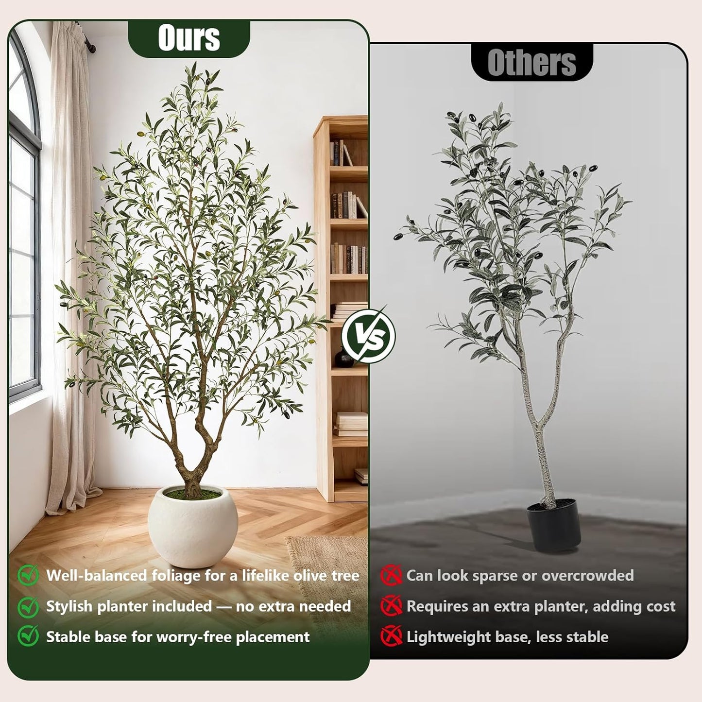 Olive Trees Artificial Indoor 7FT Tall, Faux Olive Tree with Black Basic Planter, Lifelike Fake Olive Plant Decorative, Silk Leaves and Premium Plastic Trunk for Home Living Room Office Decor