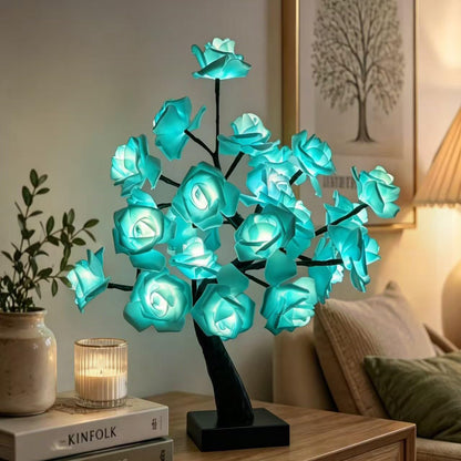 24 LED Orange Rose Tree Light, Artificial Bonsai Flower Table Lamp, USB Battery Powered Romantic Night Light for Bedroom Living Room Party Wedding, Valentine's Day Mother's Day for Her