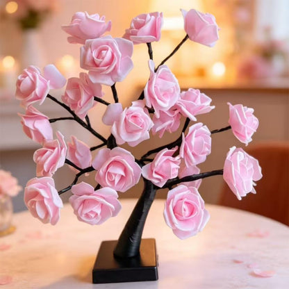 24 LED Orange Rose Tree Light, Artificial Bonsai Flower Table Lamp, USB Battery Powered Romantic Night Light for Bedroom Living Room Party Wedding, Valentine's Day Mother's Day for Her