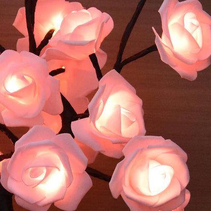 24 LED Orange Rose Tree Light, Artificial Bonsai Flower Table Lamp, USB Battery Powered Romantic Night Light for Bedroom Living Room Party Wedding, Valentine's Day Mother's Day for Her