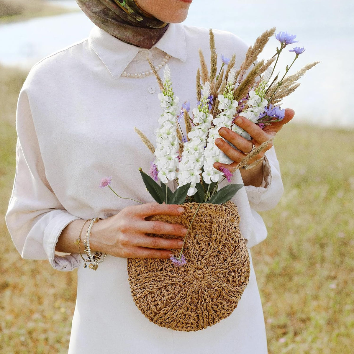 8PCS White Snapdragon Artificial Flowers Delphinium Artificial Silk Flowers Long Stem Hyacinth Fake Flowers for Wedding Home Outdoor Party Floral Arrangement Centerpiece Table Decoration (White)