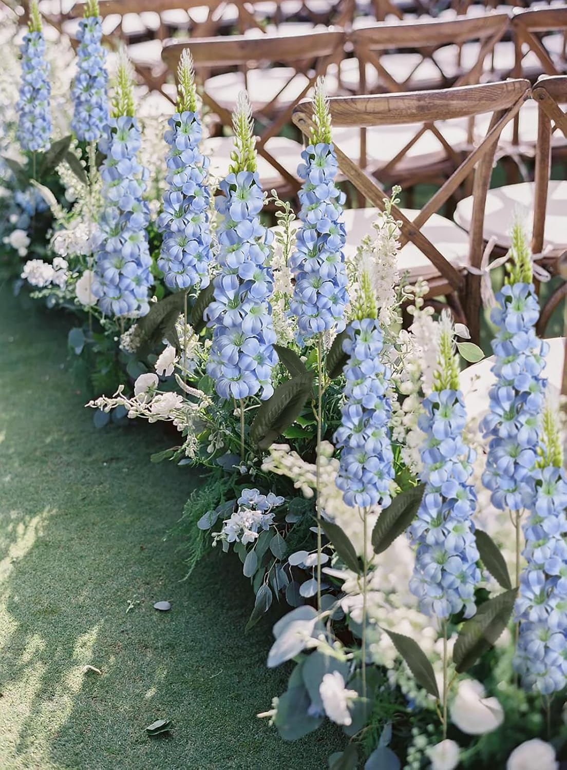 8PCS White Snapdragon Artificial Flowers Delphinium Artificial Silk Flowers Long Stem Hyacinth Fake Flowers for Wedding Home Outdoor Party Floral Arrangement Centerpiece Table Decoration (White)