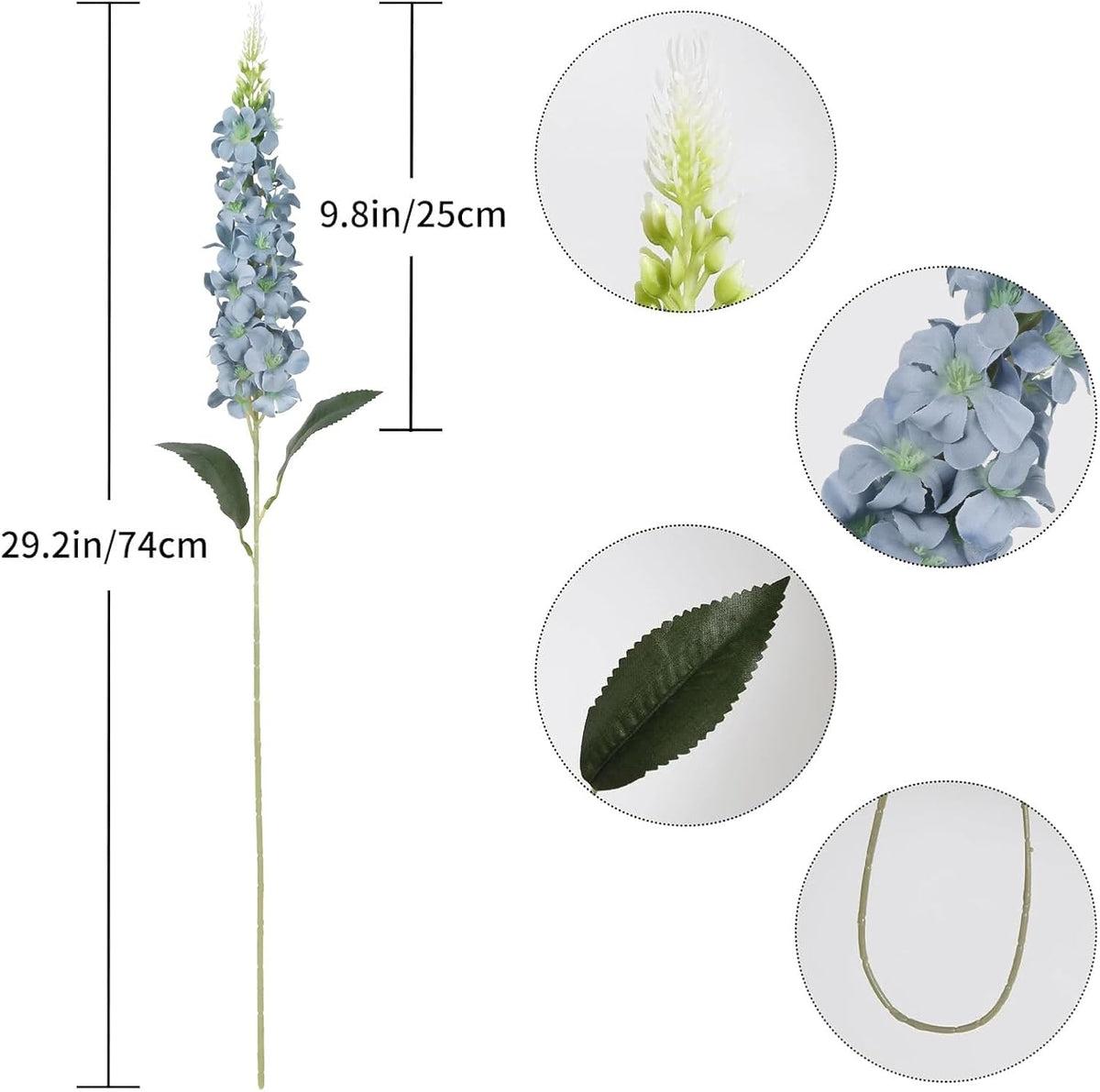 8PCS White Snapdragon Artificial Flowers Delphinium Artificial Silk Flowers Long Stem Hyacinth Fake Flowers for Wedding Home Outdoor Party Floral Arrangement Centerpiece Table Decoration (White)