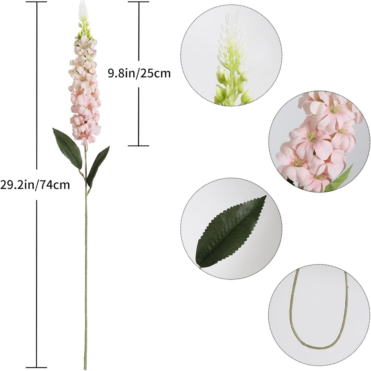 8PCS White Snapdragon Artificial Flowers Delphinium Artificial Silk Flowers Long Stem Hyacinth Fake Flowers for Wedding Home Outdoor Party Floral Arrangement Centerpiece Table Decoration (White)