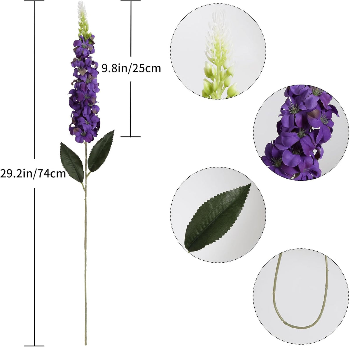 8PCS White Snapdragon Artificial Flowers Delphinium Artificial Silk Flowers Long Stem Hyacinth Fake Flowers for Wedding Home Outdoor Party Floral Arrangement Centerpiece Table Decoration (White)