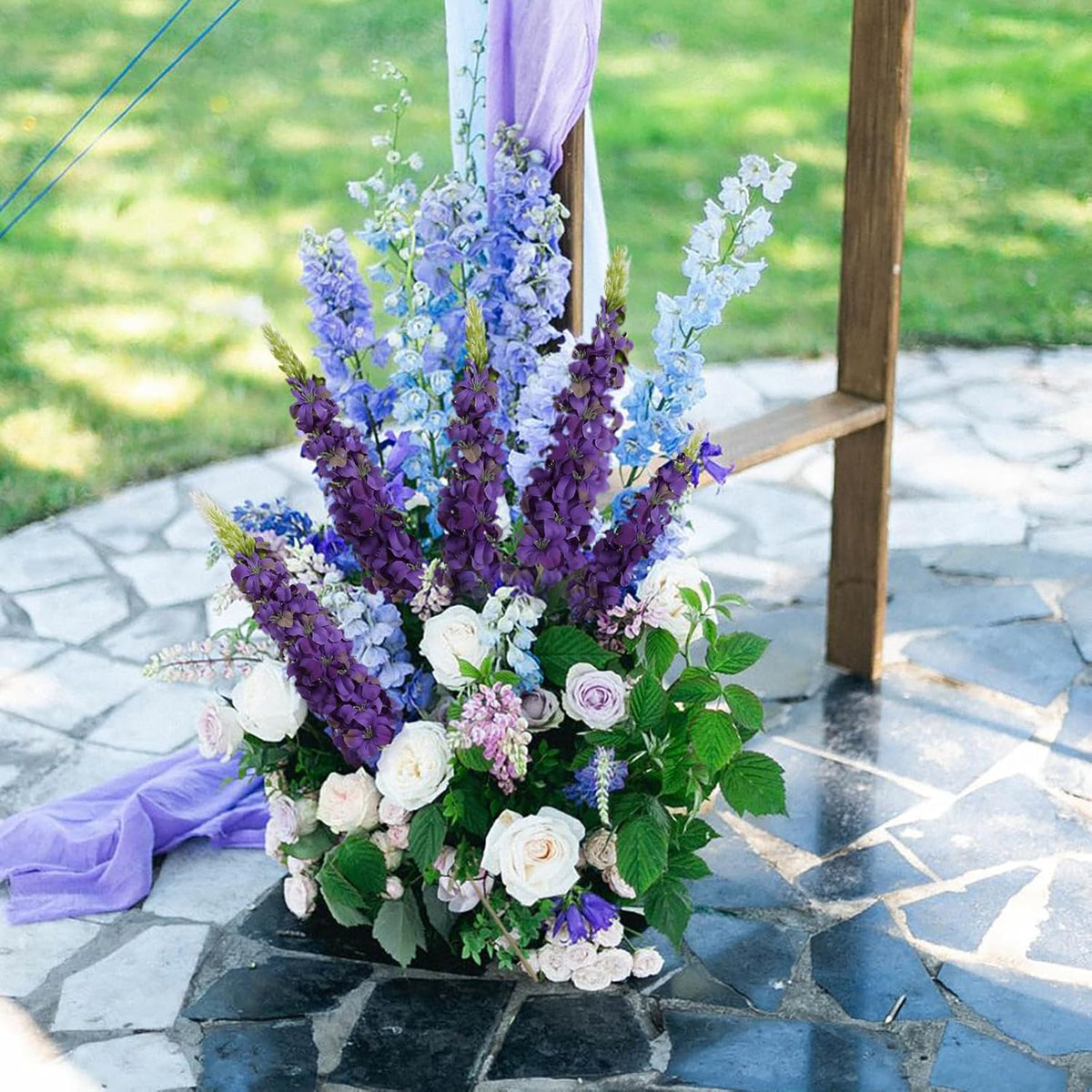 8PCS White Snapdragon Artificial Flowers Delphinium Artificial Silk Flowers Long Stem Hyacinth Fake Flowers for Wedding Home Outdoor Party Floral Arrangement Centerpiece Table Decoration (White)