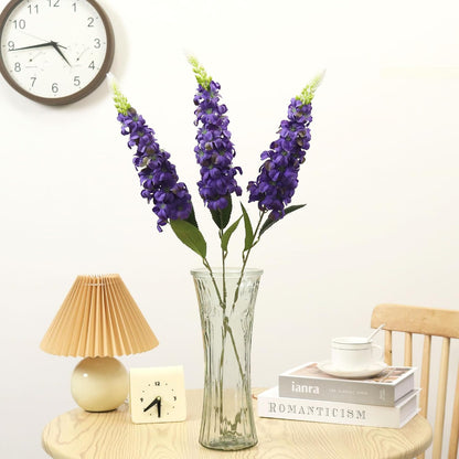 8PCS White Snapdragon Artificial Flowers Delphinium Artificial Silk Flowers Long Stem Hyacinth Fake Flowers for Wedding Home Outdoor Party Floral Arrangement Centerpiece Table Decoration (White)