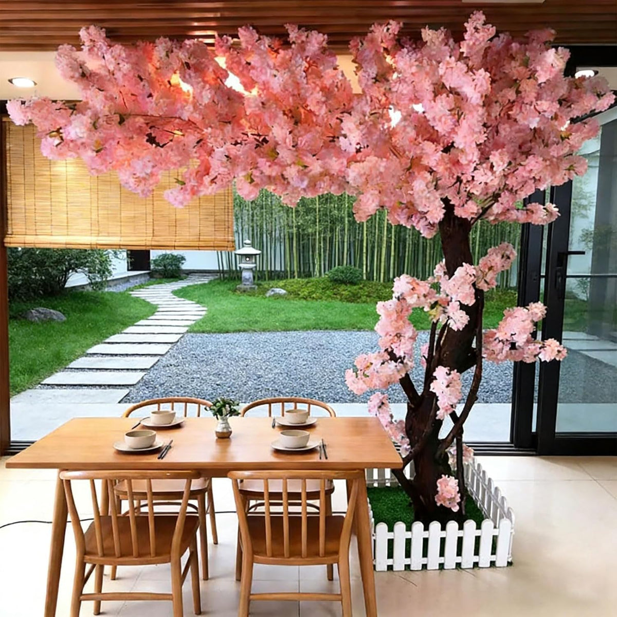 Japanese Artificial Cherry Tree Artificial Cherry Blossom Trees Fake Cherry Blossom Tree Indoor Outdoor Home Office Party Wedding,5.9x4.9ft