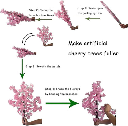 Japanese Artificial Cherry Tree Artificial Cherry Blossom Trees Fake Cherry Blossom Tree Indoor Outdoor Home Office Party Wedding,5.9x4.9ft