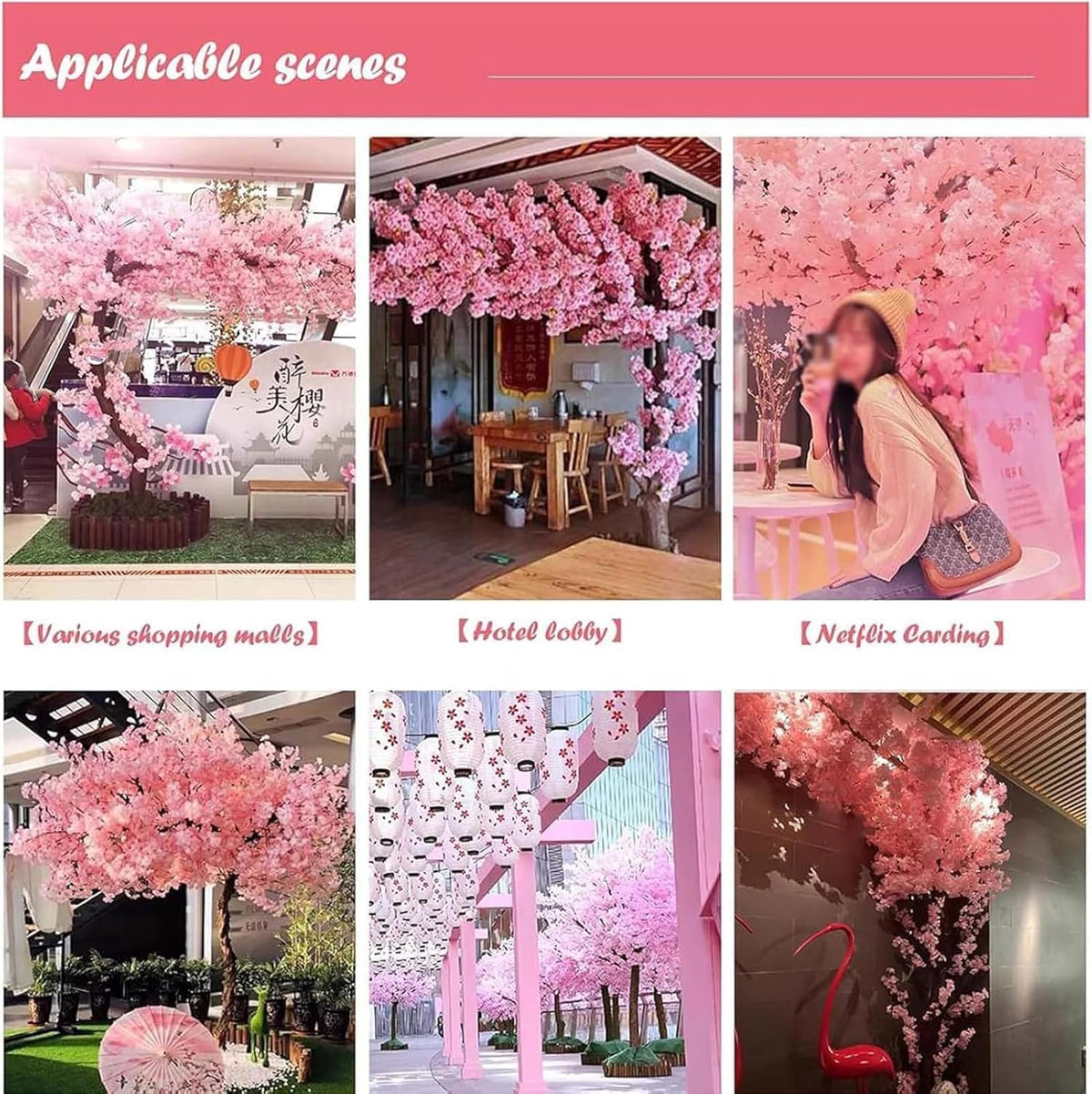 Japanese Artificial Cherry Tree Artificial Cherry Blossom Trees Fake Cherry Blossom Tree Indoor Outdoor Home Office Party Wedding,5.9x4.9ft