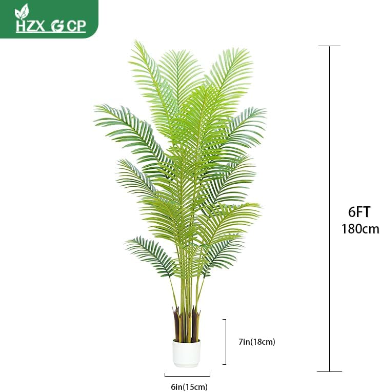 4FT Artificial Palm Tree Indoor with White Pot, Realistic Leaves, 9 Trunks Adjustable Branches, Tall Faux Fake Palm Plant, Ideal for Living Room Bedroom Office Home Interior Aesthetic Decor