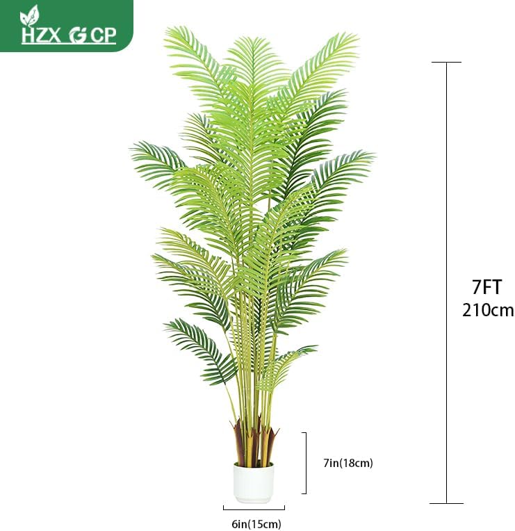 4FT Artificial Palm Tree Indoor with White Pot, Realistic Leaves, 9 Trunks Adjustable Branches, Tall Faux Fake Palm Plant, Ideal for Living Room Bedroom Office Home Interior Aesthetic Decor