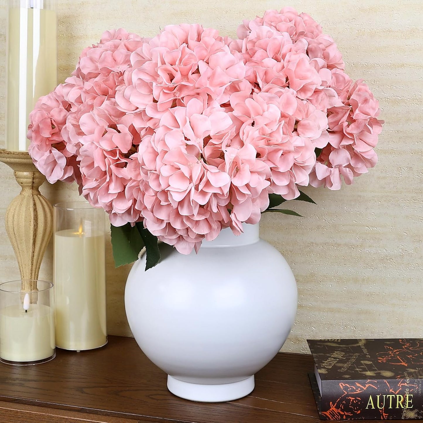 Dusty Blue Hydrangea Artificial Flowers Bulk - 6 PCS Large 54 Heads | Faux Silk Hydrangeas Bouquets for Wedding Events Party Table Centerpieces Decorations