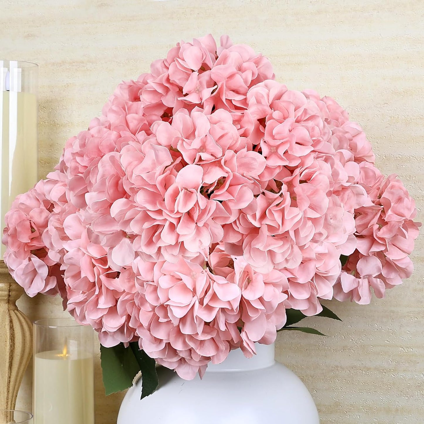Dusty Blue Hydrangea Artificial Flowers Bulk - 6 PCS Large 54 Heads | Faux Silk Hydrangeas Bouquets for Wedding Events Party Table Centerpieces Decorations