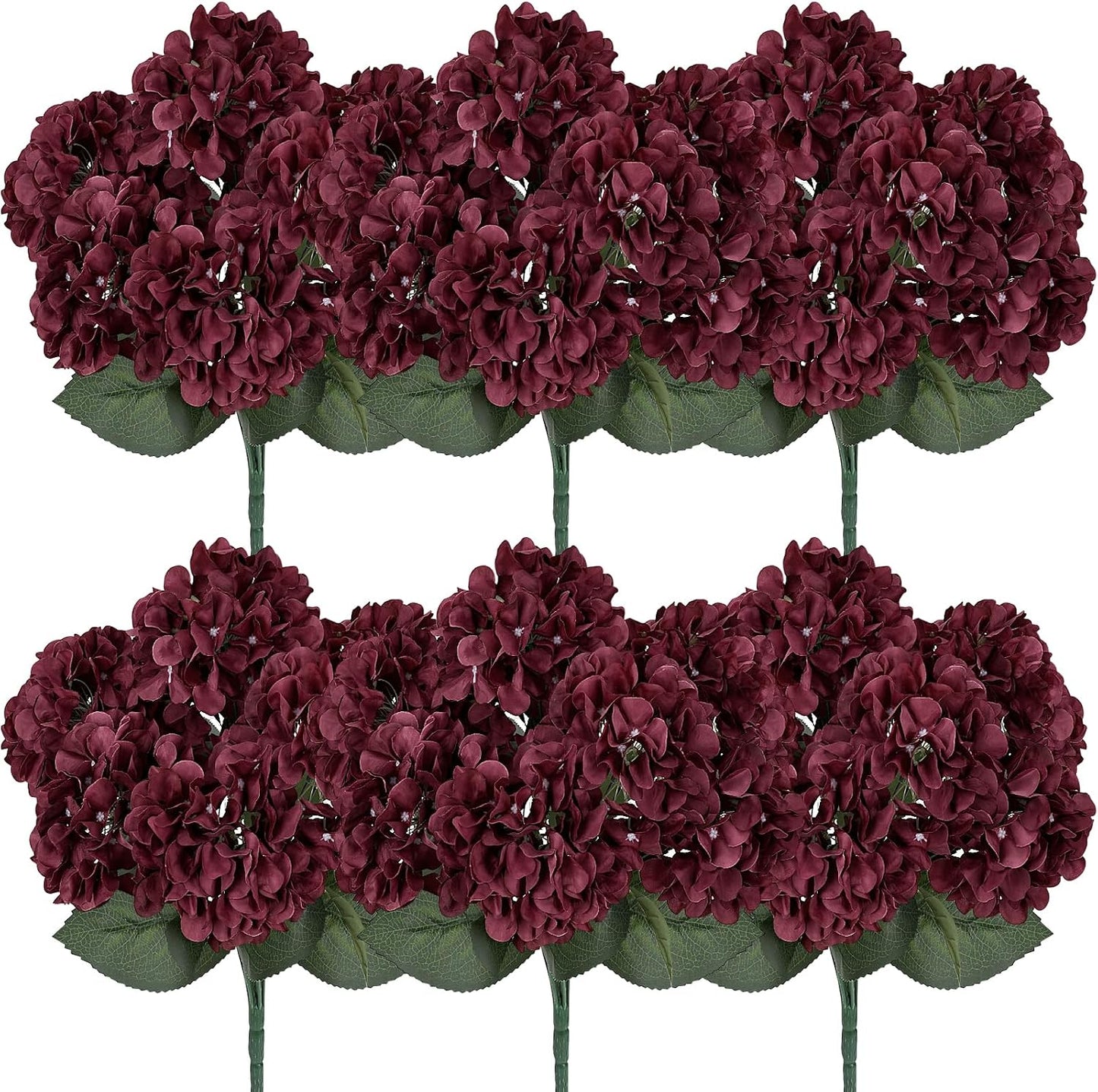 Dusty Blue Hydrangea Artificial Flowers Bulk - 6 PCS Large 54 Heads | Faux Silk Hydrangeas Bouquets for Wedding Events Party Table Centerpieces Decorations