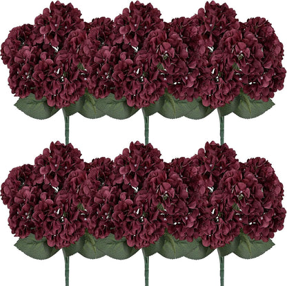 Dusty Blue Hydrangea Artificial Flowers Bulk - 6 PCS Large 54 Heads | Faux Silk Hydrangeas Bouquets for Wedding Events Party Table Centerpieces Decorations