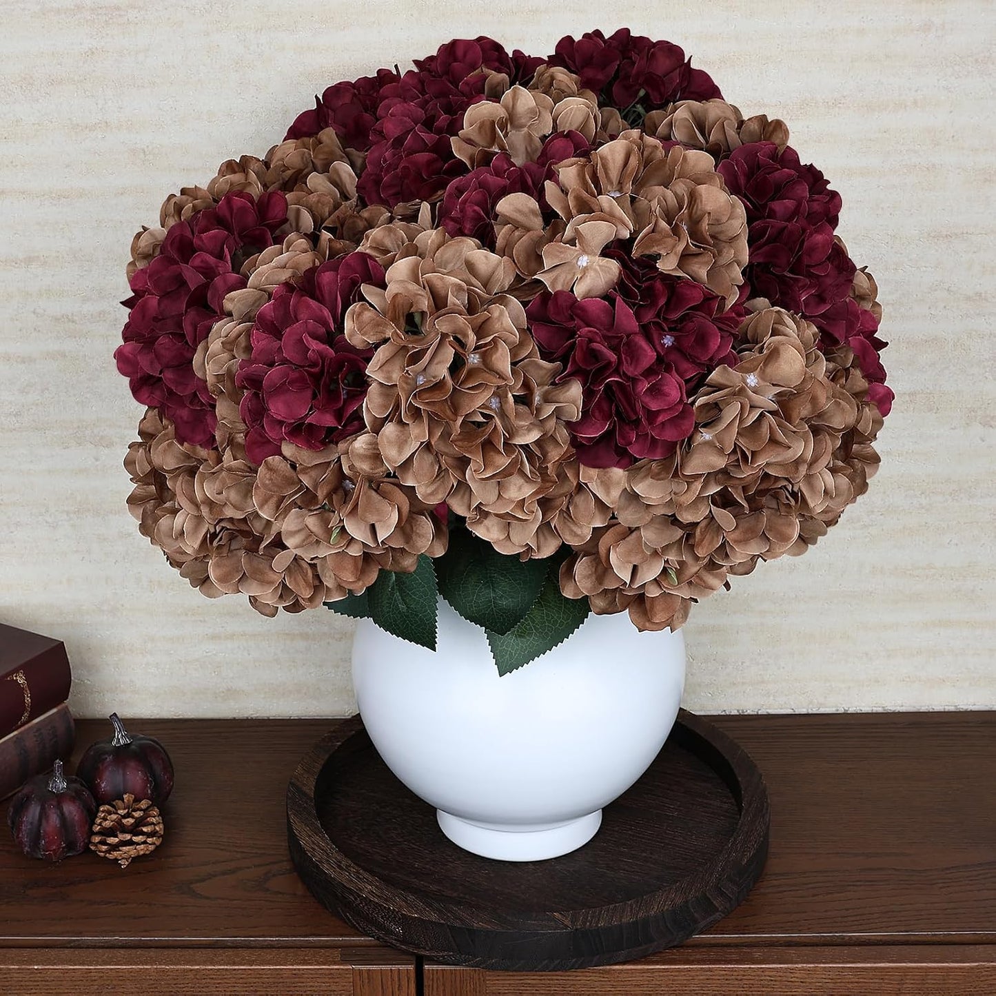 Dusty Blue Hydrangea Artificial Flowers Bulk - 6 PCS Large 54 Heads | Faux Silk Hydrangeas Bouquets for Wedding Events Party Table Centerpieces Decorations