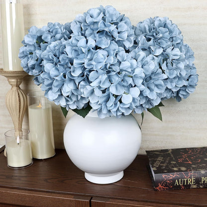 Dusty Blue Hydrangea Artificial Flowers Bulk - 6 PCS Large 54 Heads | Faux Silk Hydrangeas Bouquets for Wedding Events Party Table Centerpieces Decorations