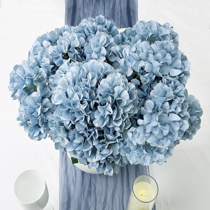 Dusty Blue Hydrangea Artificial Flowers Bulk - 6 PCS Large 54 Heads | Faux Silk Hydrangeas Bouquets for Wedding Events Party Table Centerpieces Decorations