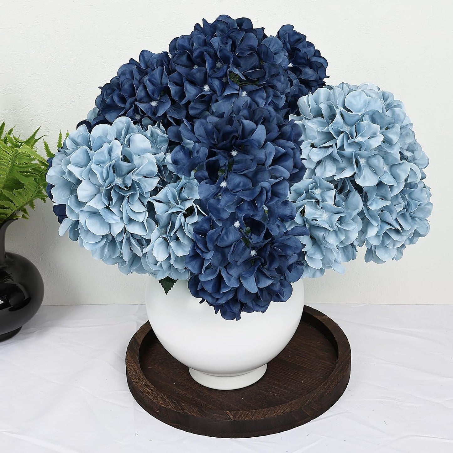 Dusty Blue Hydrangea Artificial Flowers Bulk - 6 PCS Large 54 Heads | Faux Silk Hydrangeas Bouquets for Wedding Events Party Table Centerpieces Decorations