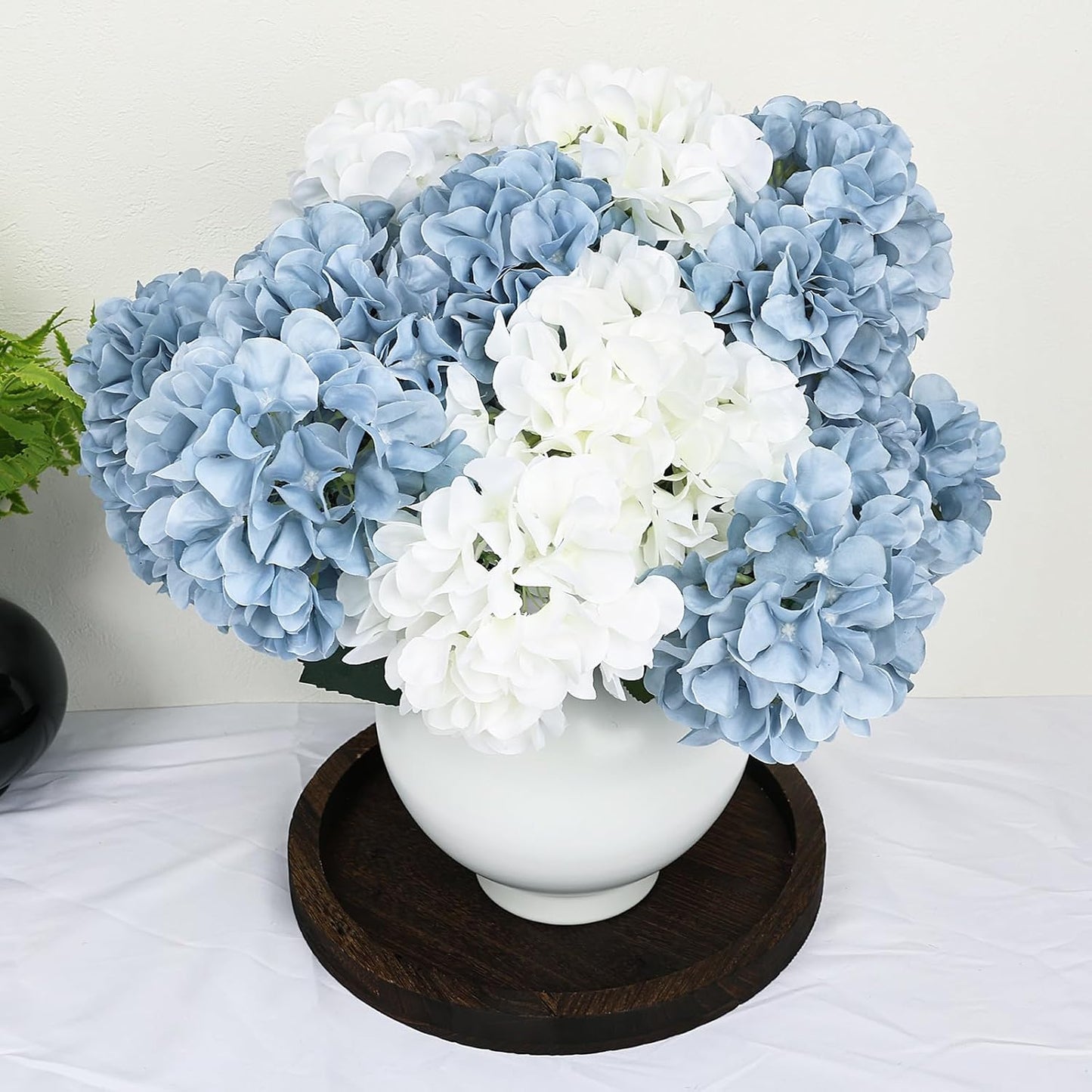 Dusty Blue Hydrangea Artificial Flowers Bulk - 6 PCS Large 54 Heads | Faux Silk Hydrangeas Bouquets for Wedding Events Party Table Centerpieces Decorations