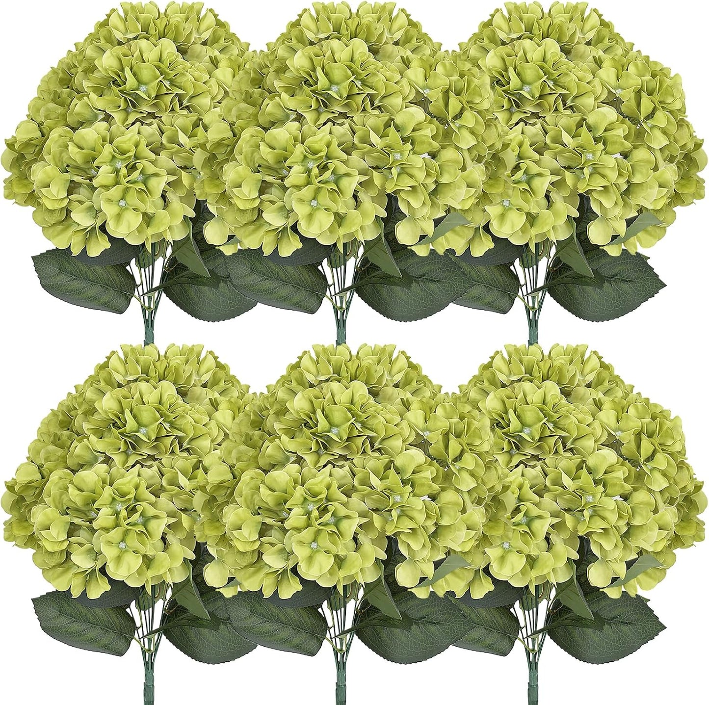 Dusty Blue Hydrangea Artificial Flowers Bulk - 6 PCS Large 54 Heads | Faux Silk Hydrangeas Bouquets for Wedding Events Party Table Centerpieces Decorations