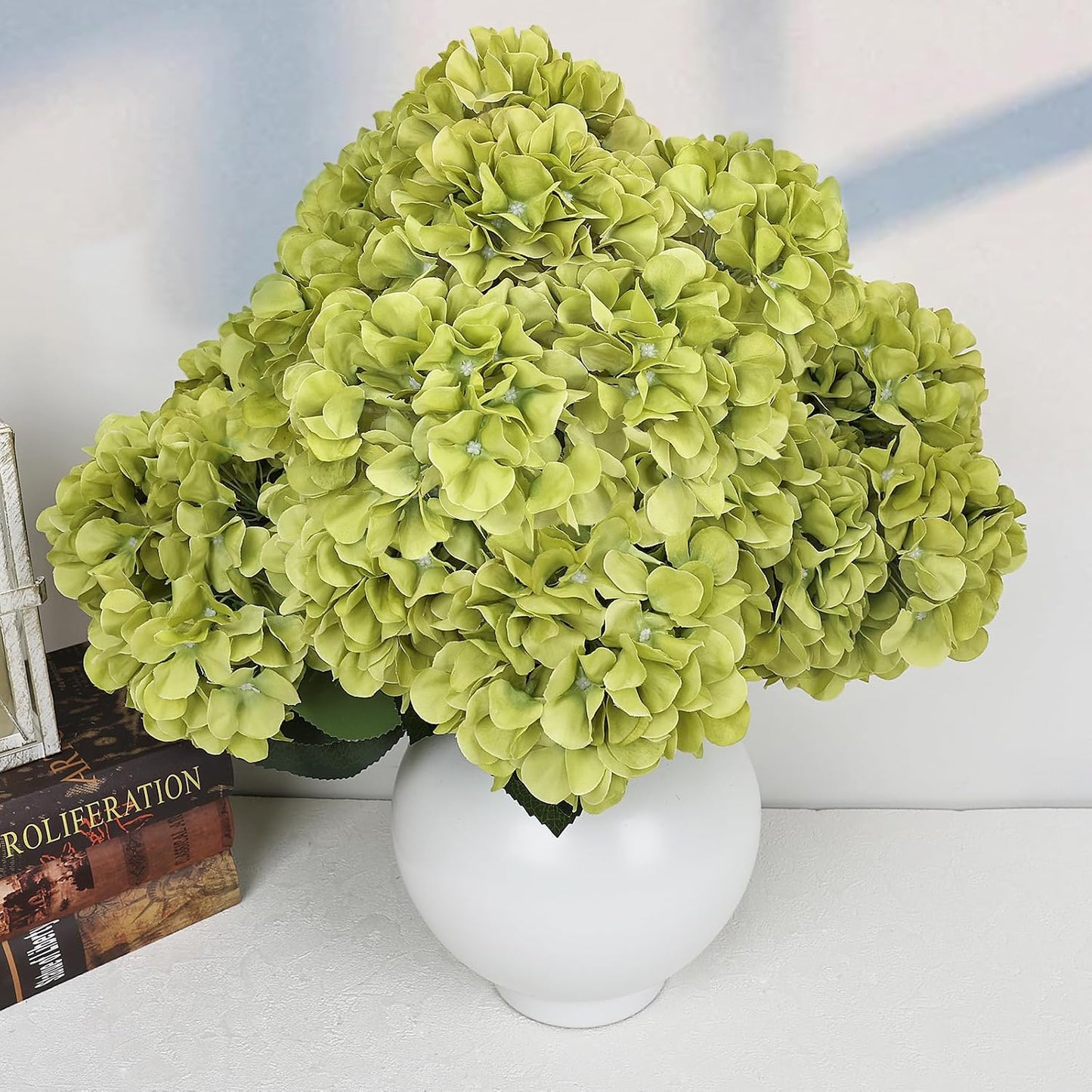 Dusty Blue Hydrangea Artificial Flowers Bulk - 6 PCS Large 54 Heads | Faux Silk Hydrangeas Bouquets for Wedding Events Party Table Centerpieces Decorations