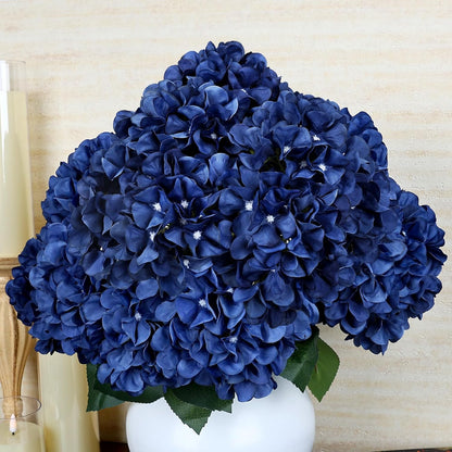Dusty Blue Hydrangea Artificial Flowers Bulk - 6 PCS Large 54 Heads | Faux Silk Hydrangeas Bouquets for Wedding Events Party Table Centerpieces Decorations