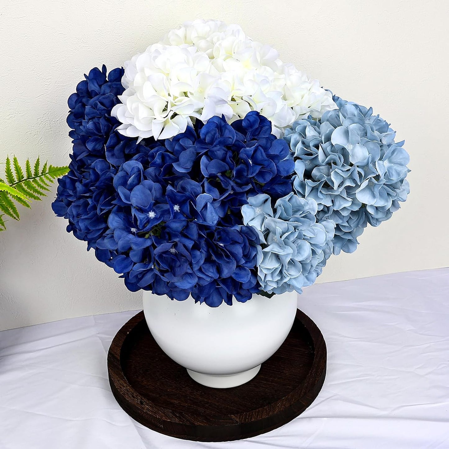 Dusty Blue Hydrangea Artificial Flowers Bulk - 6 PCS Large 54 Heads | Faux Silk Hydrangeas Bouquets for Wedding Events Party Table Centerpieces Decorations
