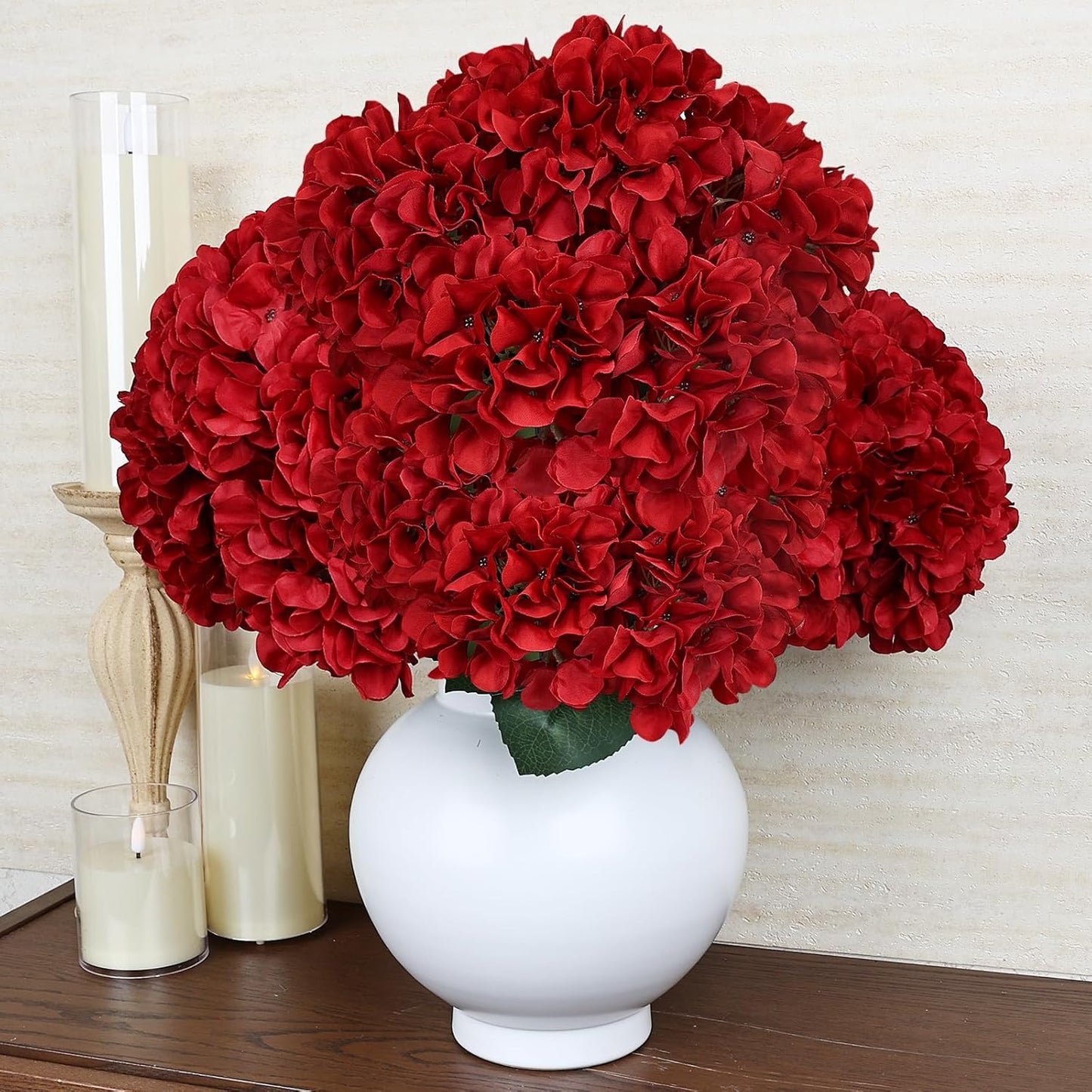 Dusty Blue Hydrangea Artificial Flowers Bulk - 6 PCS Large 54 Heads | Faux Silk Hydrangeas Bouquets for Wedding Events Party Table Centerpieces Decorations