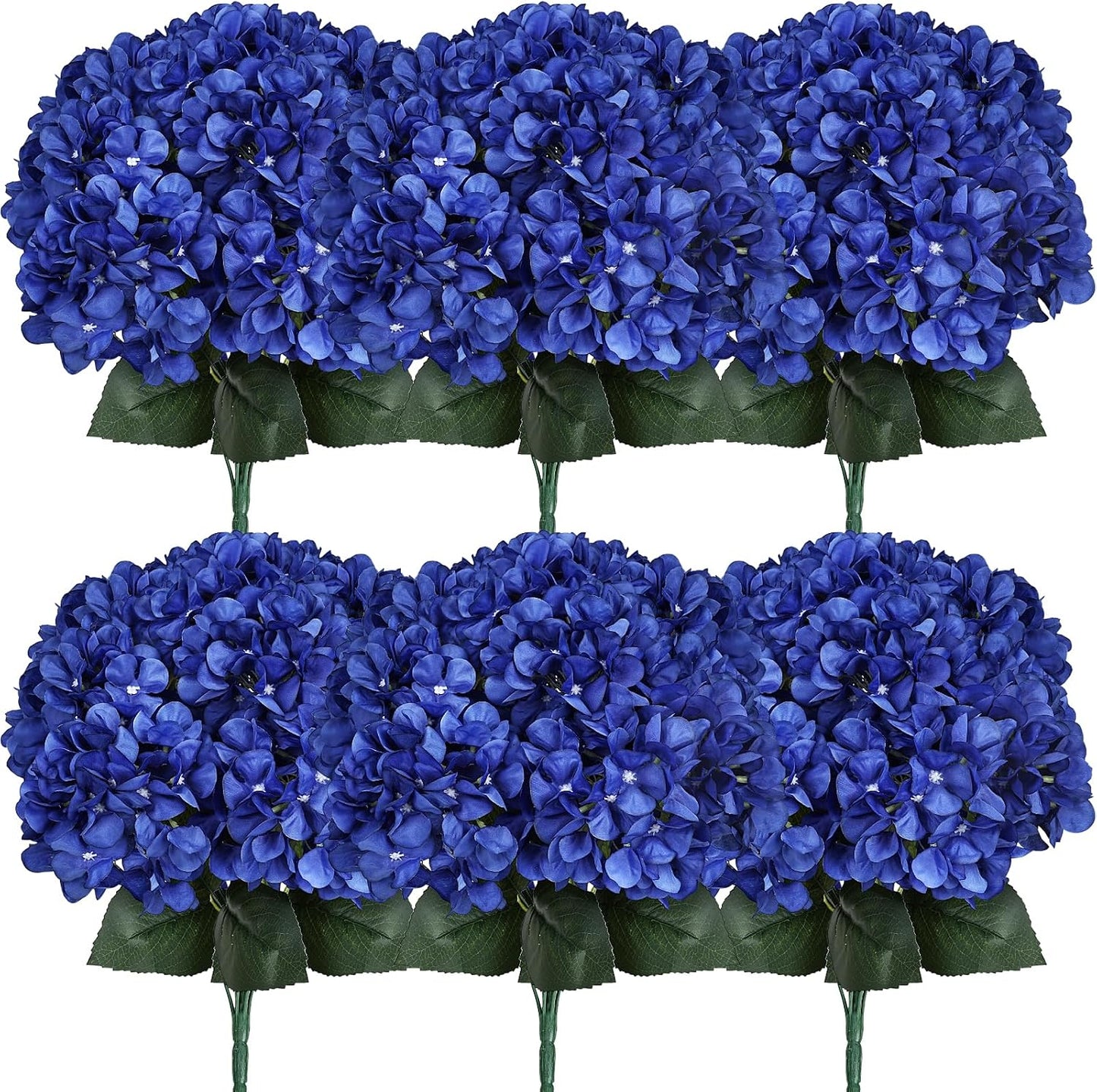 Dusty Blue Hydrangea Artificial Flowers Bulk - 6 PCS Large 54 Heads | Faux Silk Hydrangeas Bouquets for Wedding Events Party Table Centerpieces Decorations