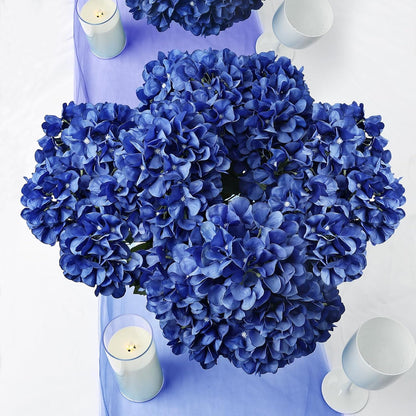 Dusty Blue Hydrangea Artificial Flowers Bulk - 6 PCS Large 54 Heads | Faux Silk Hydrangeas Bouquets for Wedding Events Party Table Centerpieces Decorations