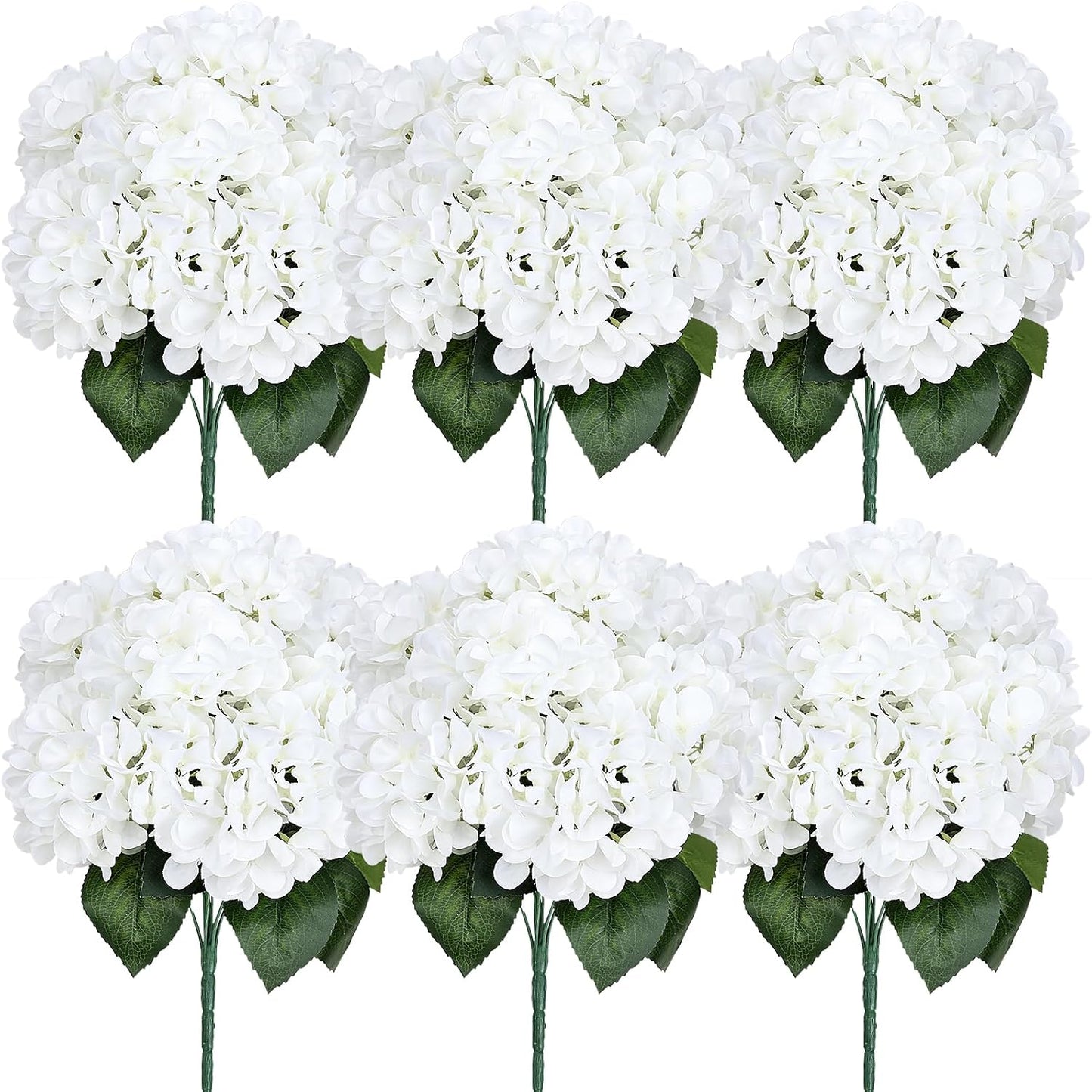 Dusty Blue Hydrangea Artificial Flowers Bulk - 6 PCS Large 54 Heads | Faux Silk Hydrangeas Bouquets for Wedding Events Party Table Centerpieces Decorations