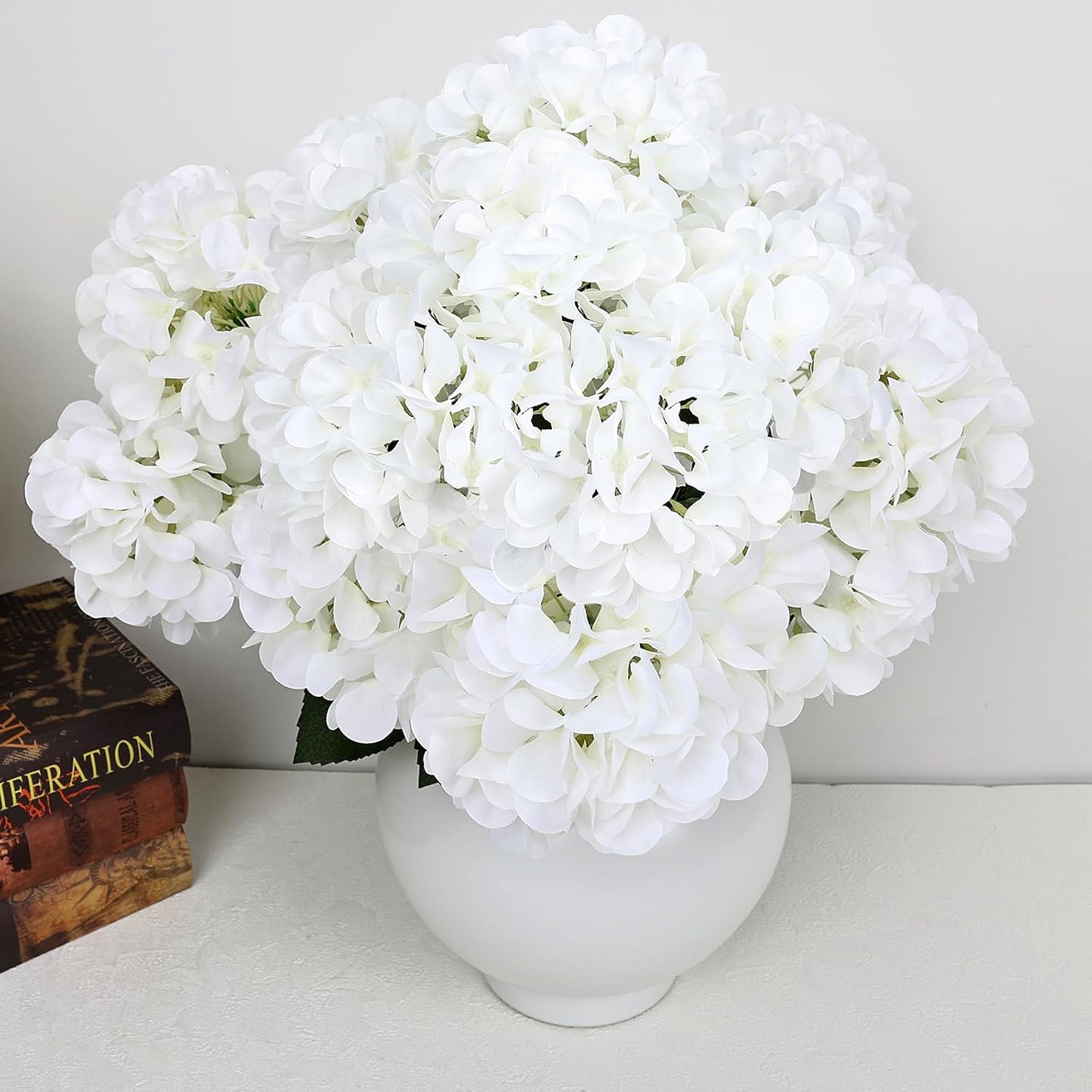 Dusty Blue Hydrangea Artificial Flowers Bulk - 6 PCS Large 54 Heads | Faux Silk Hydrangeas Bouquets for Wedding Events Party Table Centerpieces Decorations