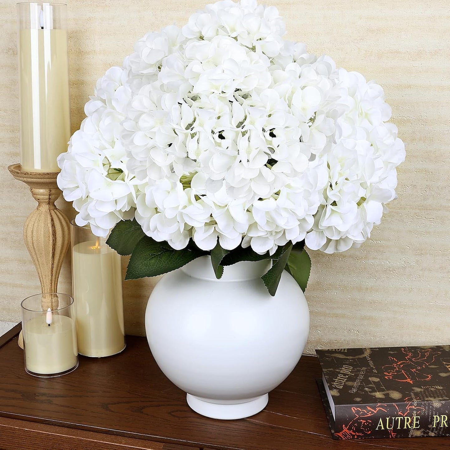 Dusty Blue Hydrangea Artificial Flowers Bulk - 6 PCS Large 54 Heads | Faux Silk Hydrangeas Bouquets for Wedding Events Party Table Centerpieces Decorations