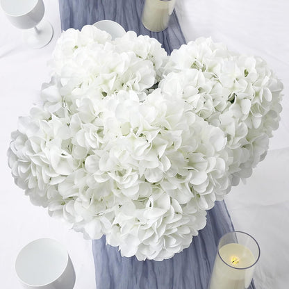 Dusty Blue Hydrangea Artificial Flowers Bulk - 6 PCS Large 54 Heads | Faux Silk Hydrangeas Bouquets for Wedding Events Party Table Centerpieces Decorations