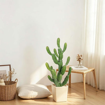 Artificial Cactus 32 INCH Tall Fake Cactus Plants Faux Cacti Saguaro with Planter for Indoor Outdoor Home Office Shop Garden Decoration