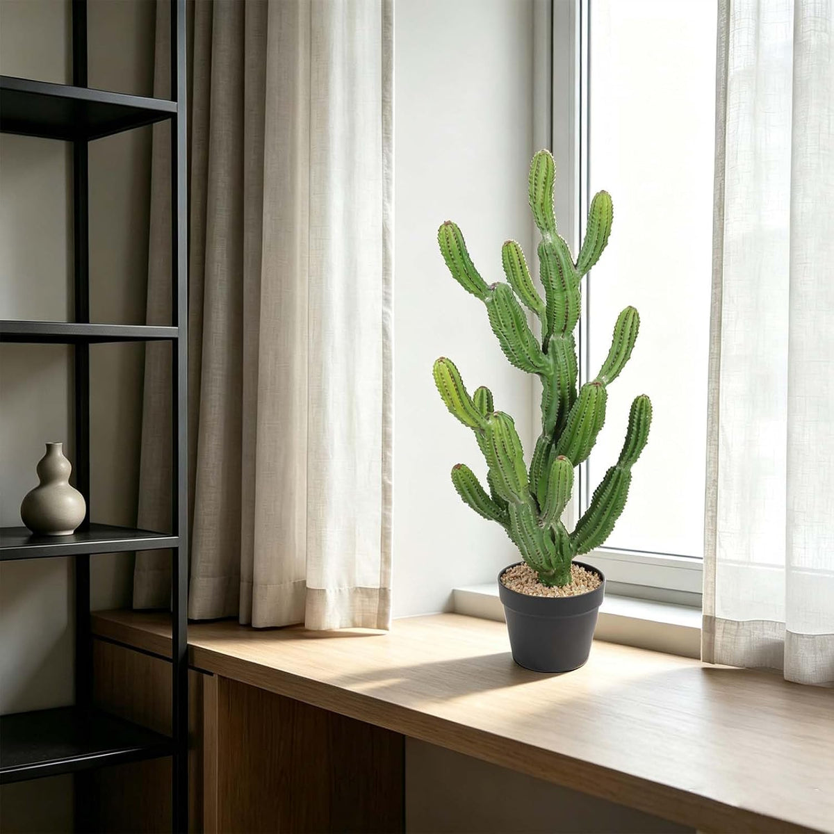 Artificial Cactus 32 INCH Tall Fake Cactus Plants Faux Cacti Saguaro with Planter for Indoor Outdoor Home Office Shop Garden Decoration