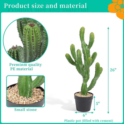 Artificial Cactus 32 INCH Tall Fake Cactus Plants Faux Cacti Saguaro with Planter for Indoor Outdoor Home Office Shop Garden Decoration