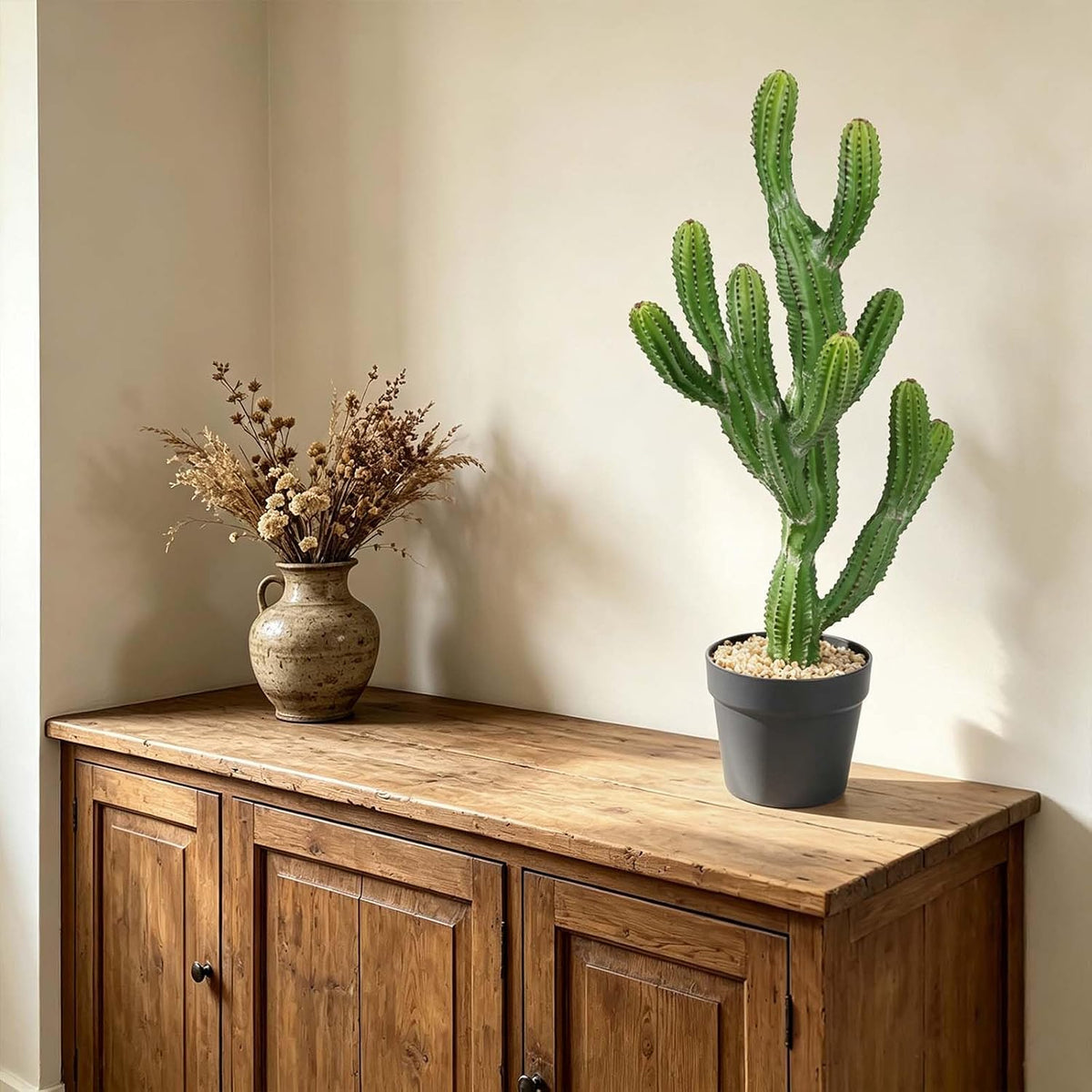 Artificial Cactus 32 INCH Tall Fake Cactus Plants Faux Cacti Saguaro with Planter for Indoor Outdoor Home Office Shop Garden Decoration
