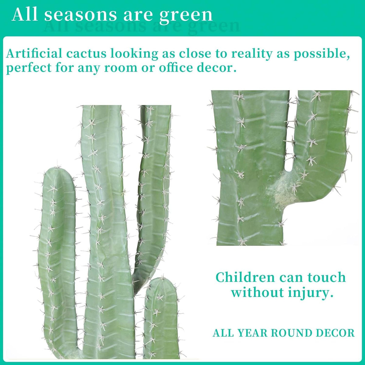 Artificial Cactus 32 INCH Tall Fake Cactus Plants Faux Cacti Saguaro with Planter for Indoor Outdoor Home Office Shop Garden Decoration
