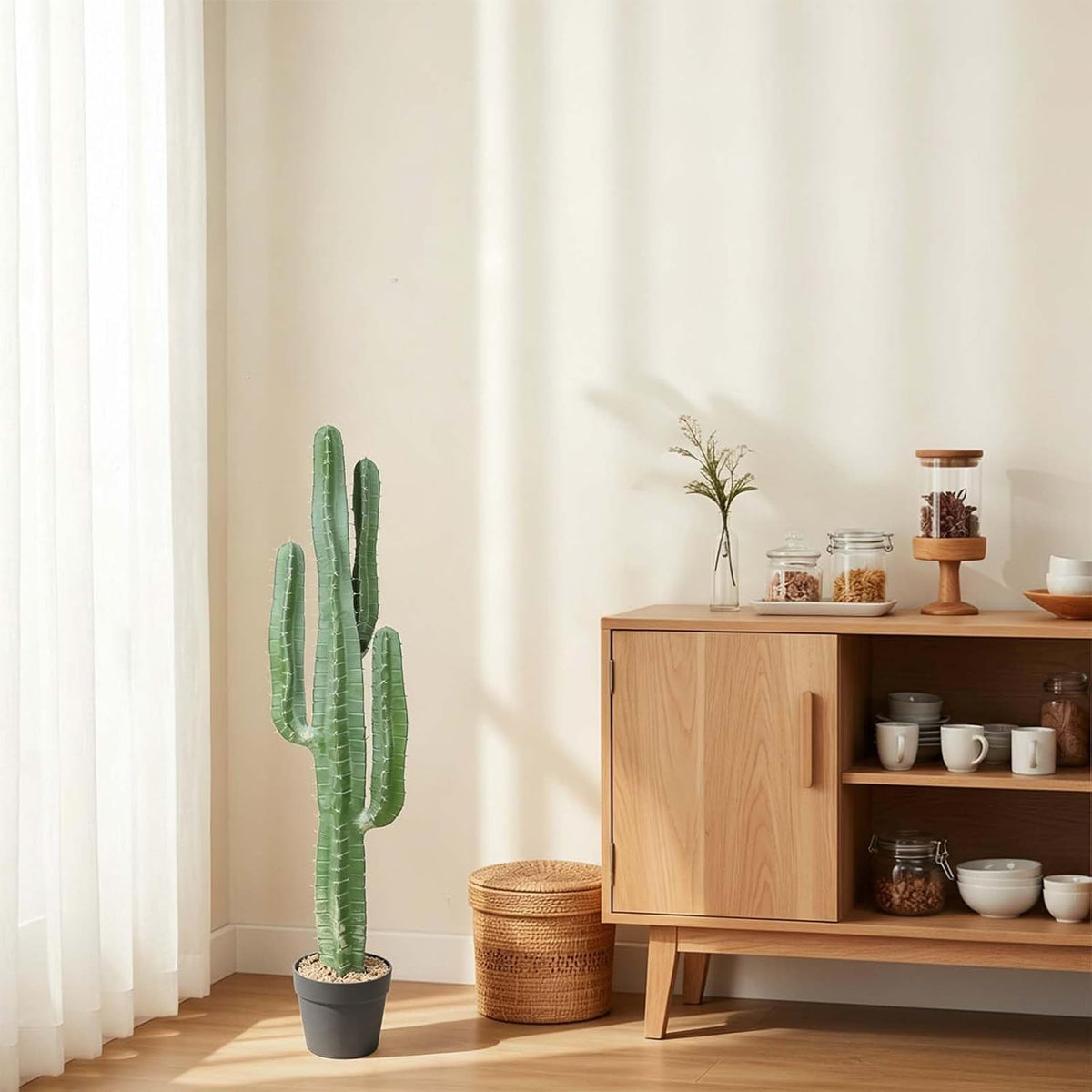 Artificial Cactus 32 INCH Tall Fake Cactus Plants Faux Cacti Saguaro with Planter for Indoor Outdoor Home Office Shop Garden Decoration