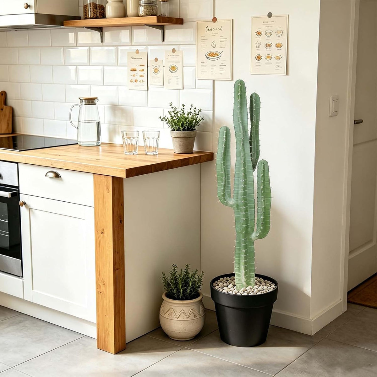 Artificial Cactus 32 INCH Tall Fake Cactus Plants Faux Cacti Saguaro with Planter for Indoor Outdoor Home Office Shop Garden Decoration