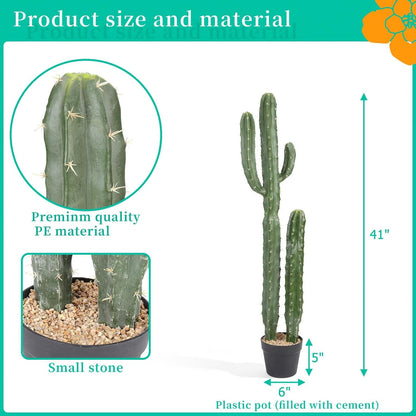 Artificial Cactus 32 INCH Tall Fake Cactus Plants Faux Cacti Saguaro with Planter for Indoor Outdoor Home Office Shop Garden Decoration