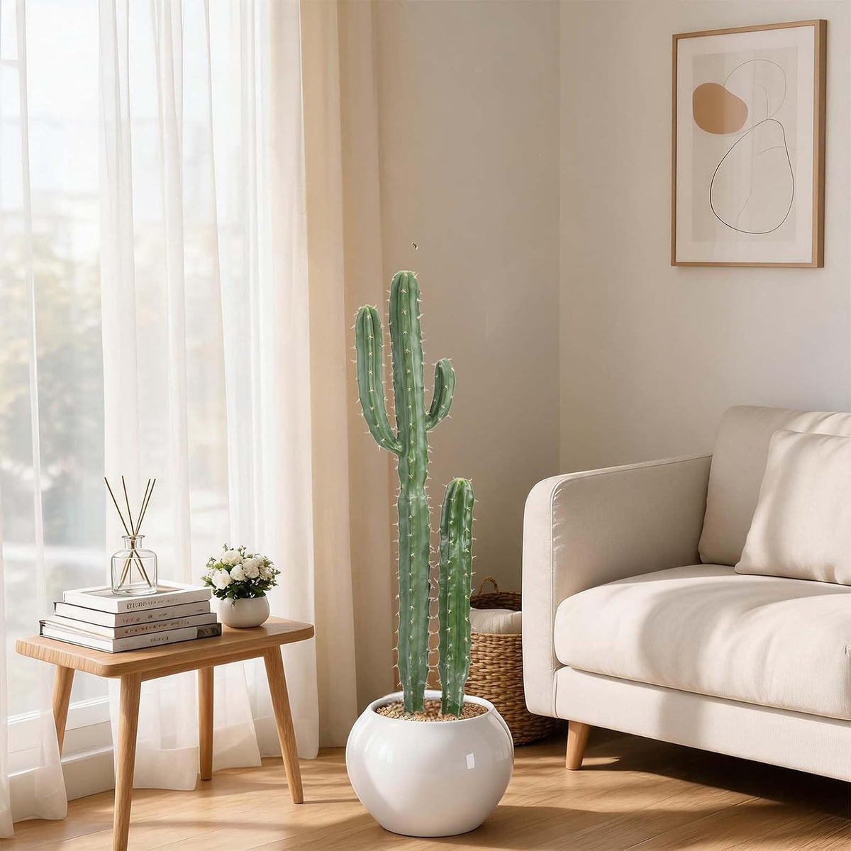 Artificial Cactus 32 INCH Tall Fake Cactus Plants Faux Cacti Saguaro with Planter for Indoor Outdoor Home Office Shop Garden Decoration