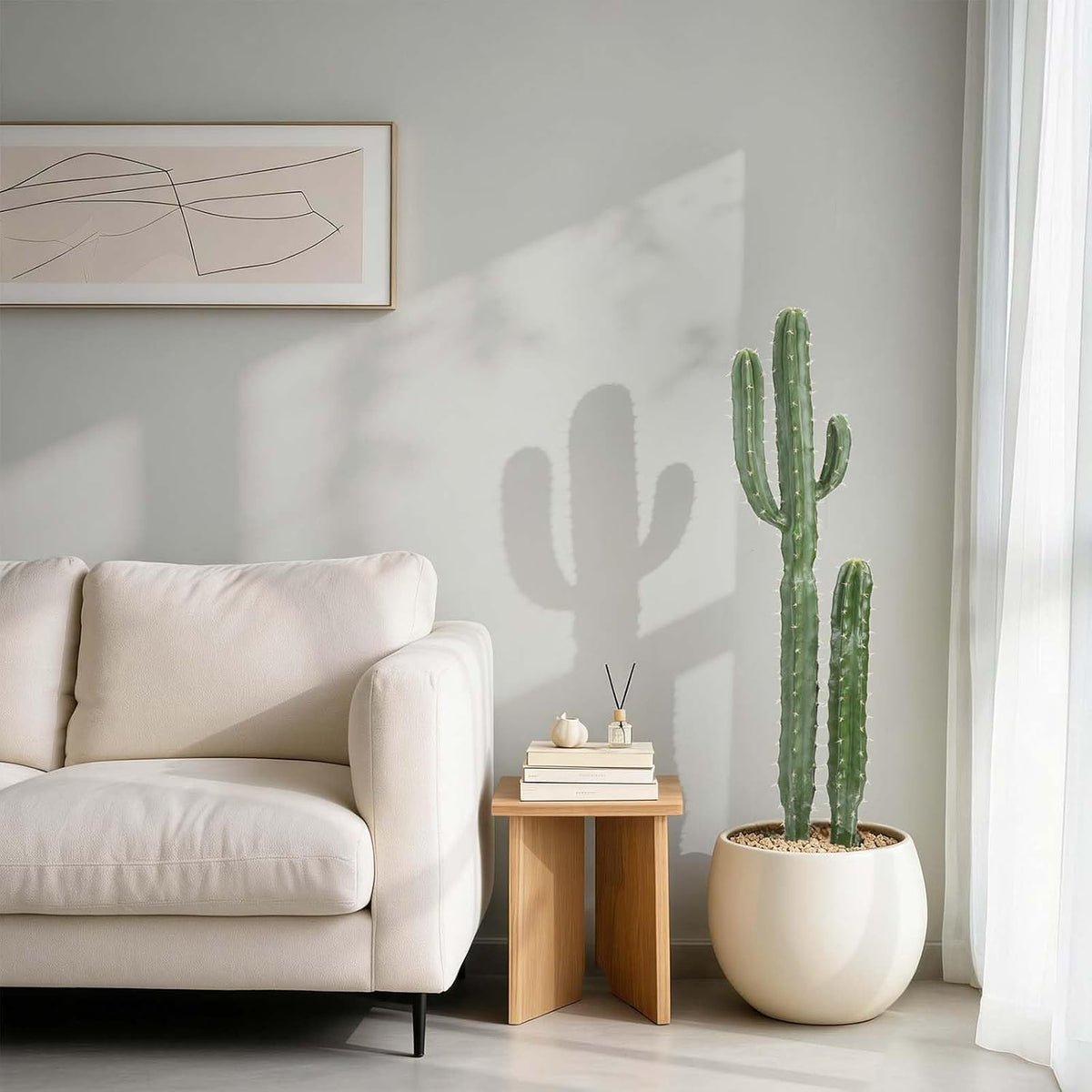 Artificial Cactus 32 INCH Tall Fake Cactus Plants Faux Cacti Saguaro with Planter for Indoor Outdoor Home Office Shop Garden Decoration