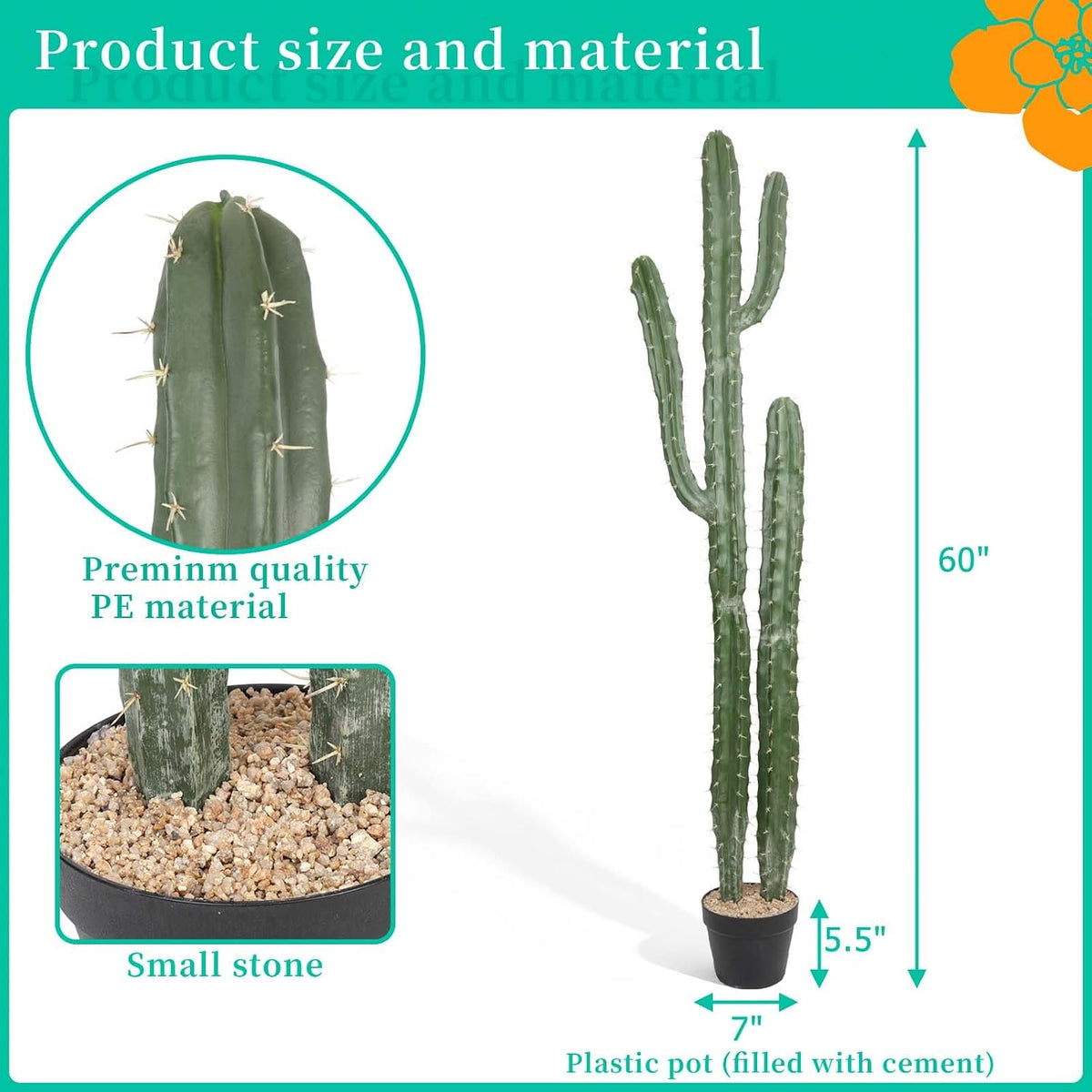 Artificial Cactus 32 INCH Tall Fake Cactus Plants Faux Cacti Saguaro with Planter for Indoor Outdoor Home Office Shop Garden Decoration