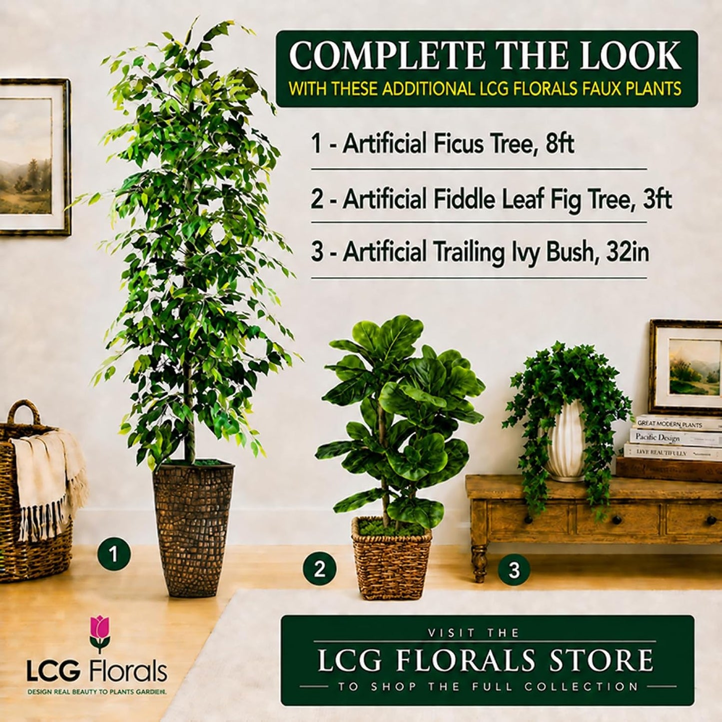 Fake Hanging Plant, Trailing Artificial Ivy Plant 32, Faux Trailing Plant Ivy Vine for Indoor Décor, Realistic Greenery Stem for Planters, Shelves & Wall Hanging Plants (No Pot)